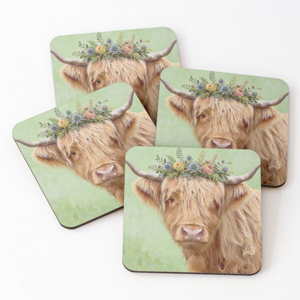 Item preview, Nessy the Highland Cow with Flower Crown designed and sold by HappyHighlands.