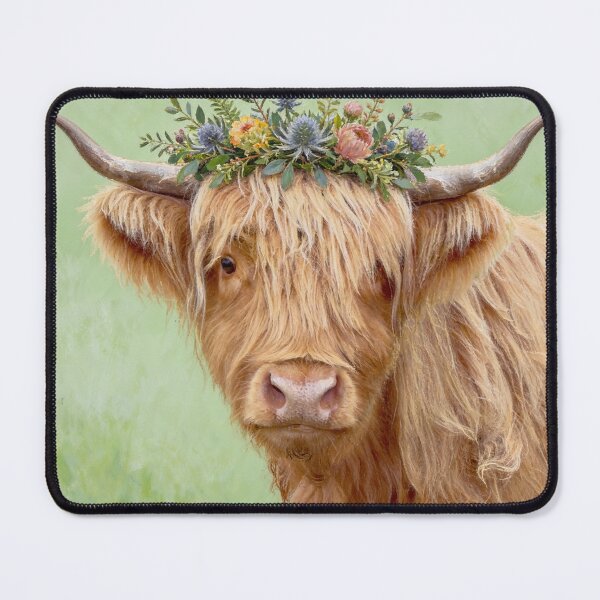 Item preview, Nessy the Highland Cow with Flower Crown designed and sold by HappyHighlands.