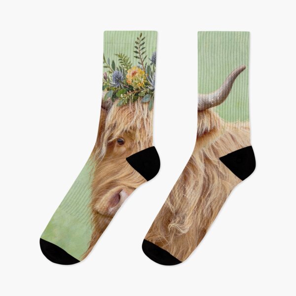 Item preview, Nessy the Highland Cow with Flower Crown designed and sold by HappyHighlands.