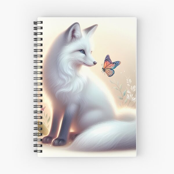 Item preview, Enchanted White Fox with Butterfly and Flowers - Magical Nature Art designed and sold by jo-e-basta.