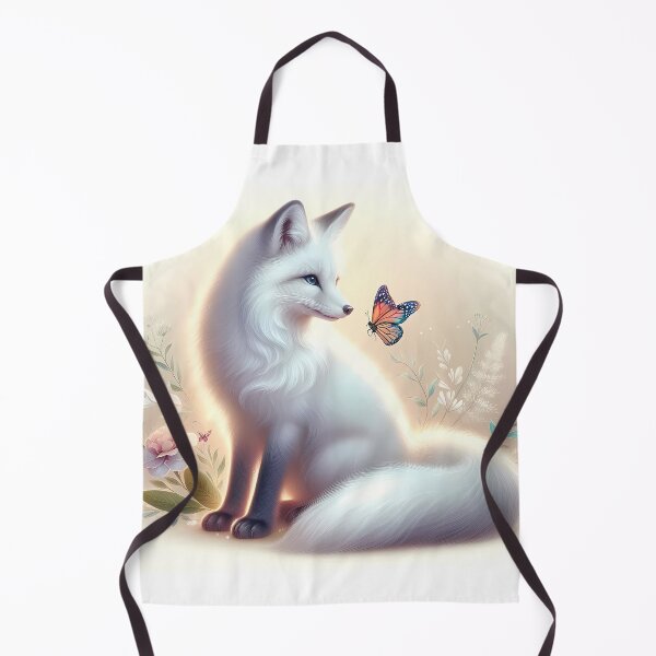 Item preview, Enchanted White Fox with Butterfly and Flowers - Magical Nature Art designed and sold by jo-e-basta.