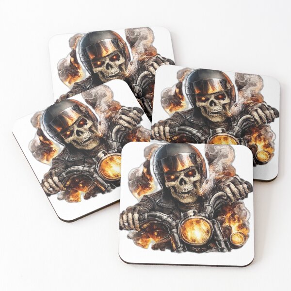 Item preview, Flaming Skull Biker on Motorcycle" designed and sold by DailyDoodlesBySumbul.