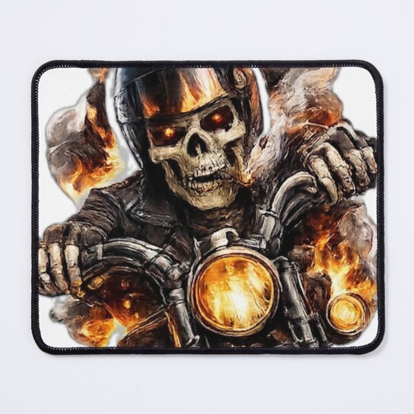 Item preview, Flaming Skull Biker on Motorcycle" designed and sold by DailyDoodlesBySumbul.