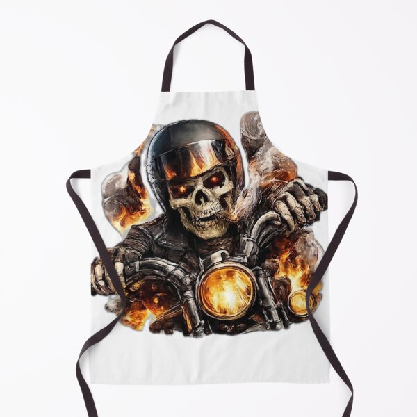Item preview, Flaming Skull Biker on Motorcycle" designed and sold by DailyDoodlesBySumbul.