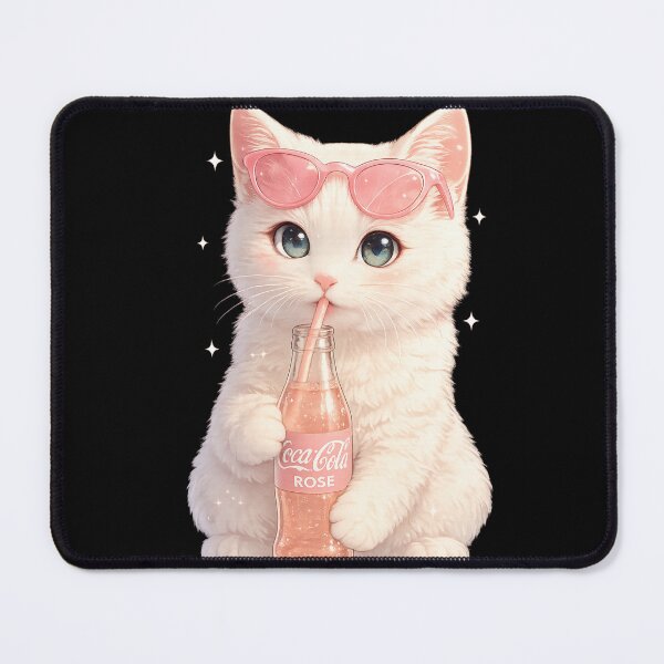 Item preview, Cute White Kitten with Pink Soda | Kawaii Cat Lover Aesthetic designed and sold by flowerpower999.