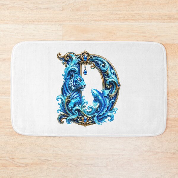 Item preview, Aqua Zodiac Guardian White Tiger-Pisces Letter D designed and sold by BlissBlvdShop.