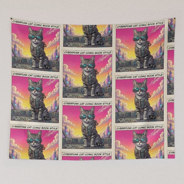 Item preview, Cyberpunk Space Tabby in Neon Fuchsia designed and sold by HotChoiceDesign.