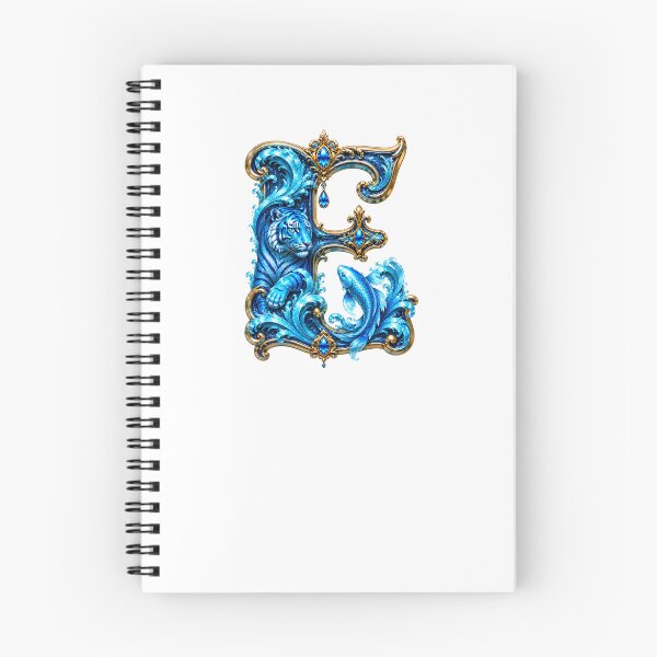 Item preview, Aqua Zodiac Guardian White Tiger-Pisces Letter E designed and sold by BlissBlvdShop.