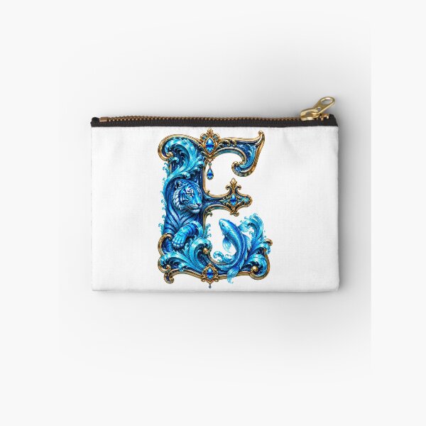 Item preview, Aqua Zodiac Guardian White Tiger-Pisces Letter E designed and sold by BlissBlvdShop.