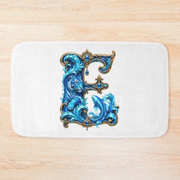 Item preview, Aqua Zodiac Guardian White Tiger-Pisces Letter E designed and sold by BlissBlvdShop.