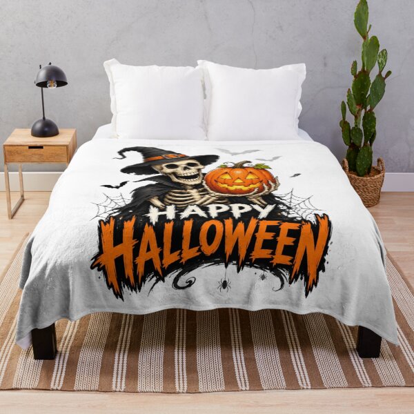 Item preview, Happy Halloween – Skeleton with Pumpkin Spooky Graphic designed and sold by RipantinaFantasy .