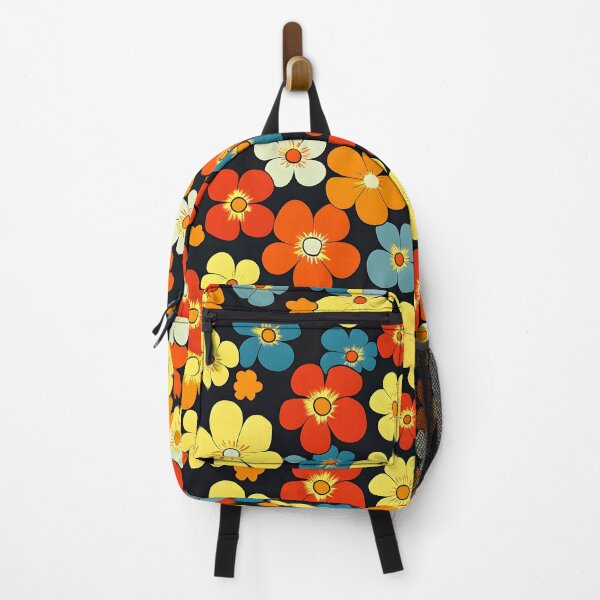 Item preview, Retro 1960's Hippie Red, Yellow, Orange Flowers Pattern designed and sold by DEC02.