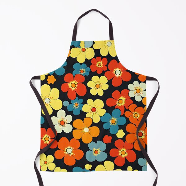 Item preview, Retro 1960's Hippie Red, Yellow, Orange Flowers Pattern designed and sold by DEC02.