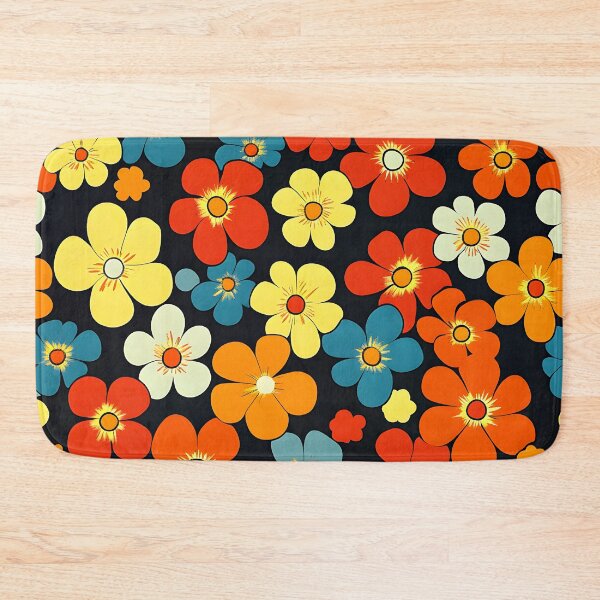 Item preview, Retro 1960's Hippie Red, Yellow, Orange Flowers Pattern designed and sold by DEC02.