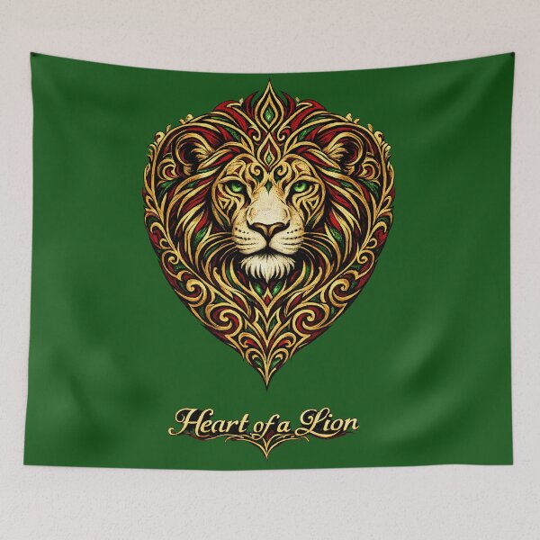 Item preview, Heart of a Lion Lion Heart Rasta Colors Tribal Lion Art | Red Gold Green Heart Design designed and sold by digitalbob60.