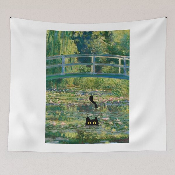 Item preview, Monet Cat in Water Lilies Pond designed and sold by PurrfectHome.