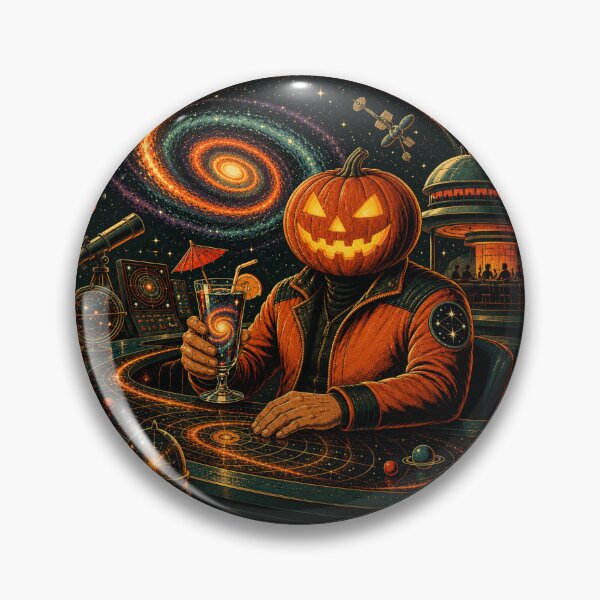 Item preview, Headless Horseman Cosmic Lounge – Retro Sci-Fi Halloween Art designed and sold by TheHorsemanRidesAgain.