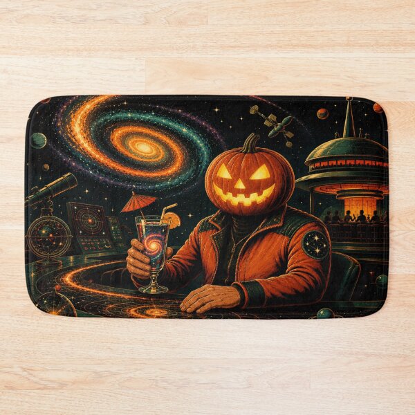 Item preview, Headless Horseman Cosmic Lounge – Retro Sci-Fi Halloween Art designed and sold by TheHorsemanRidesAgain.