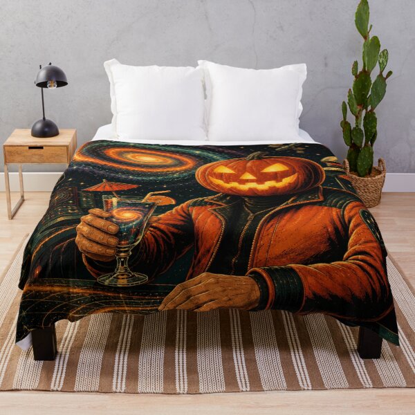 Item preview, Headless Horseman Cosmic Lounge – Retro Sci-Fi Halloween Art designed and sold by TheHorsemanRidesAgain.