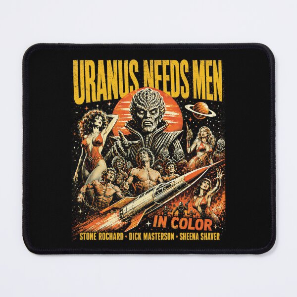 Item preview, Uranus Needs Men Retro Sci Fi Pulp Poster designed and sold by Victor Shadehorn.