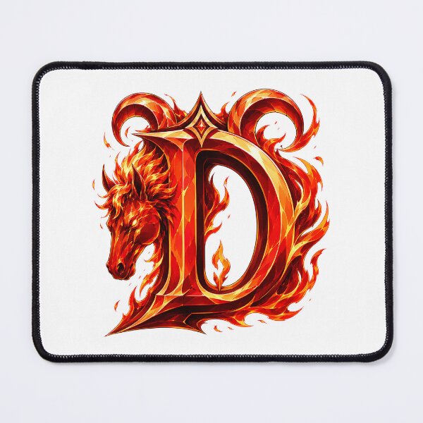 Item preview, Aries Emberstallion Flameglyph Letter D designed and sold by BlissBlvdShop.