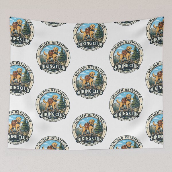 Item preview, Golden Retriever Hiking Club Mountain Camper Adventure designed and sold by PictoVibe.