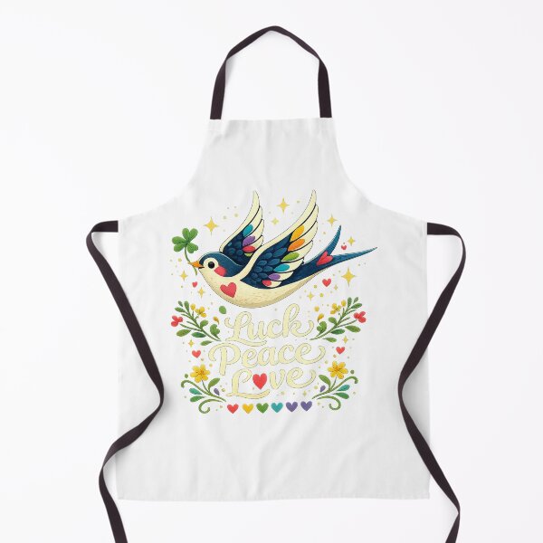 Item preview, Luck Peace Love Colorful Folk Art Bird designed and sold by QuiteOrbit.