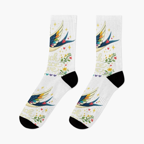 Item preview, Luck Peace Love Colorful Folk Art Bird designed and sold by QuiteOrbit.
