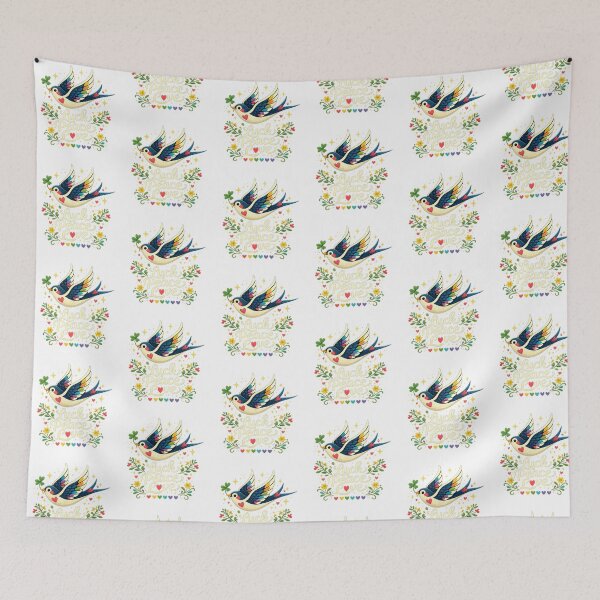 Item preview, Luck Peace Love Colorful Folk Art Bird designed and sold by QuiteOrbit.