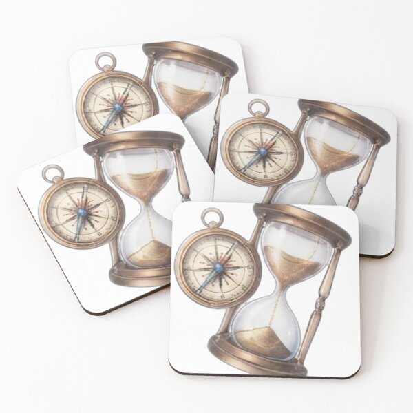 Item preview, Vintage Compass and Hourglass Time Concept" designed and sold by DailyDoodlesBySumbul.