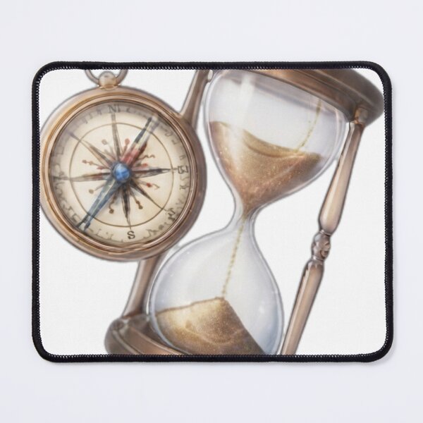 Item preview, Vintage Compass and Hourglass Time Concept" designed and sold by DailyDoodlesBySumbul.