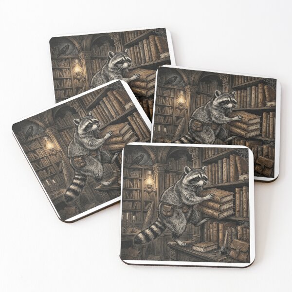 Item preview, Chaotic Neutral Raccoon Stealing Library Books Gothic designed and sold by Retro Mood Co.