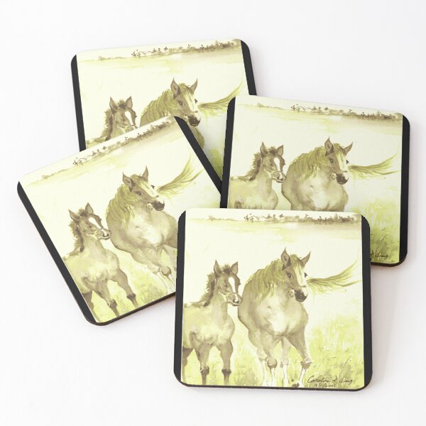 Item preview, Vintage Mare and Foal Watercolor Painting designed and sold by WildPalitteArt.