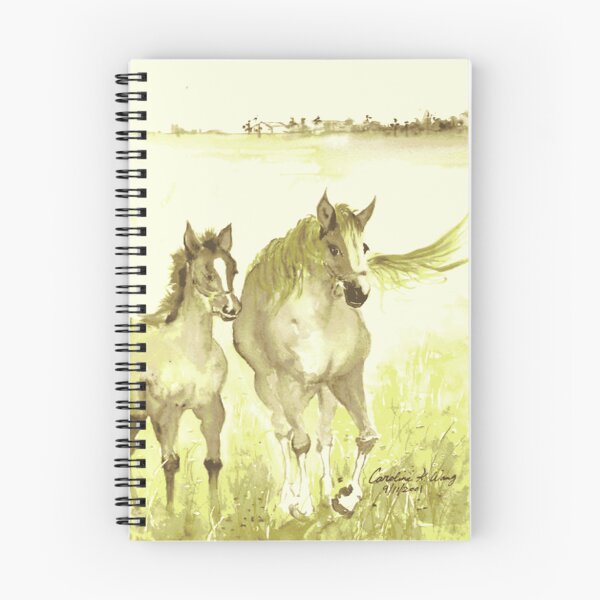 Item preview, Vintage Mare and Foal Watercolor Painting designed and sold by WildPalitteArt.