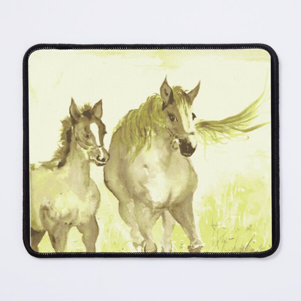 Item preview, Vintage Mare and Foal Watercolor Painting designed and sold by WildPalitteArt.