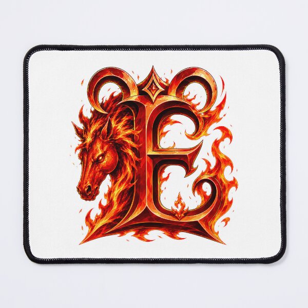 Item preview, Aries Emberstallion Flameglyph Letter E designed and sold by BlissBlvdShop.