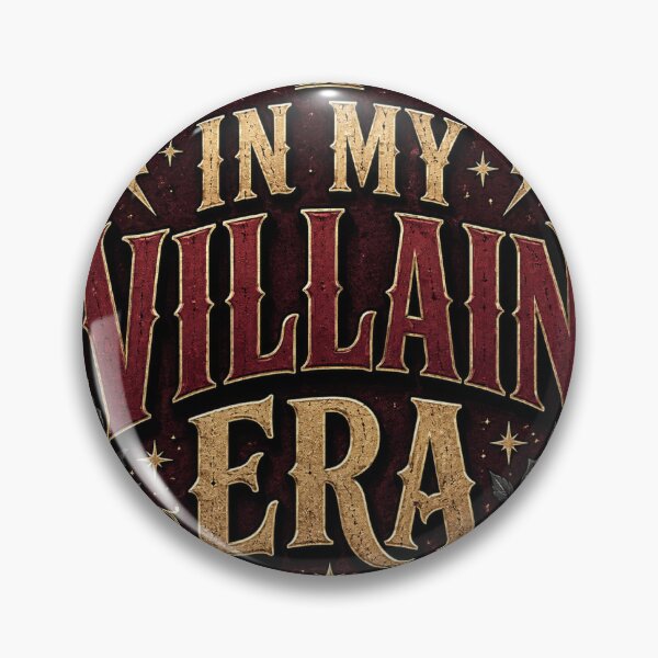 Item preview, In My Villain Era Funny Vintage Badge Sticker designed and sold by RedRubyBubble.