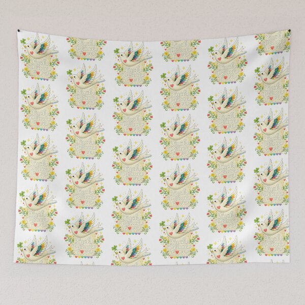 Item preview, Lucky Dove With Four Leaf Clover Floral Design designed and sold by QuiteOrbit.