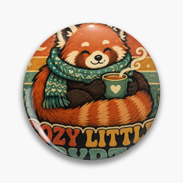 Item preview, Red Panda Cozy Little Cryptid Funny Vintage Badge Sticker designed and sold by RedRubyBubble.