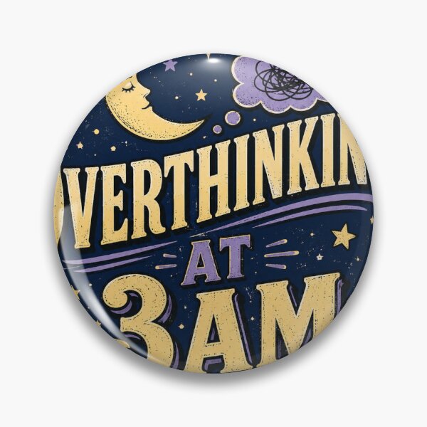 Item preview, Overthinking At 3am Funny Vintage Badge Sticker designed and sold by RedRubyBubble.