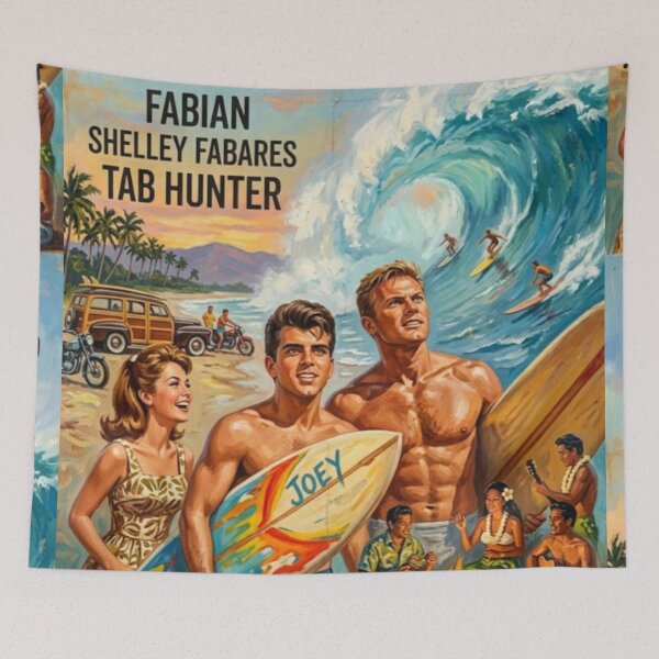 Item preview, Ride the Wild Surf Retro Movie Poster Art Print designed and sold by Art's Diner.