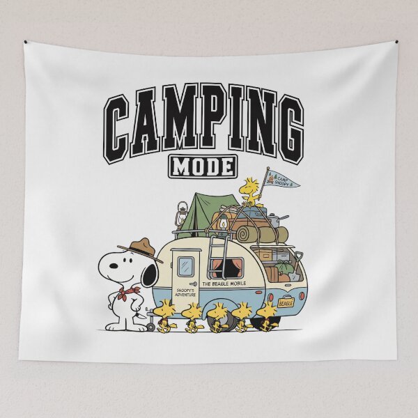 Item preview, Camping in Cute Trailer with Dog designed and sold by The Retromotel.