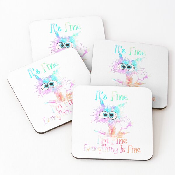 Item preview, It's Fine I'm Fine Everything is Fine Shirt Tie Dye Cat T-Shirt designed and sold by Voila-creative.