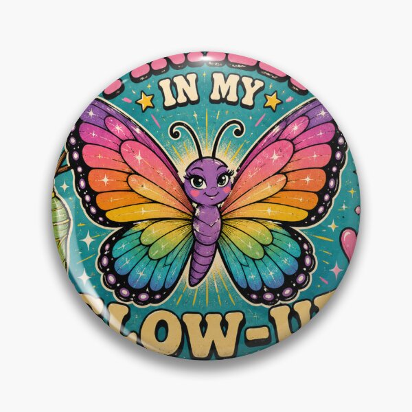 Item preview, Butterfly Glow Up Era Vintage Badge Sticker designed and sold by RedRubyBubble.