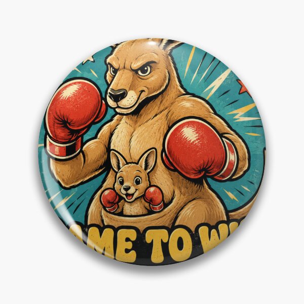Item preview, Kangaroo Came To Win Brought Backup Funny Vintage Badge Sticker designed and sold by RedRubyBubble.