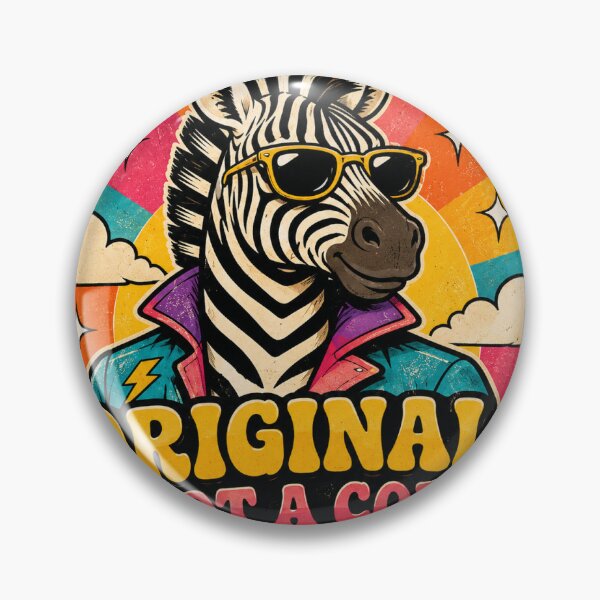 Item preview, Zebra Original Not a Copy Funny Vintage Badge Sticker designed and sold by RedRubyBubble.