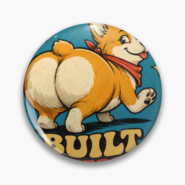 Item preview, Corgi Built Different Funny Vintage Badge Sticker designed and sold by RedRubyBubble.