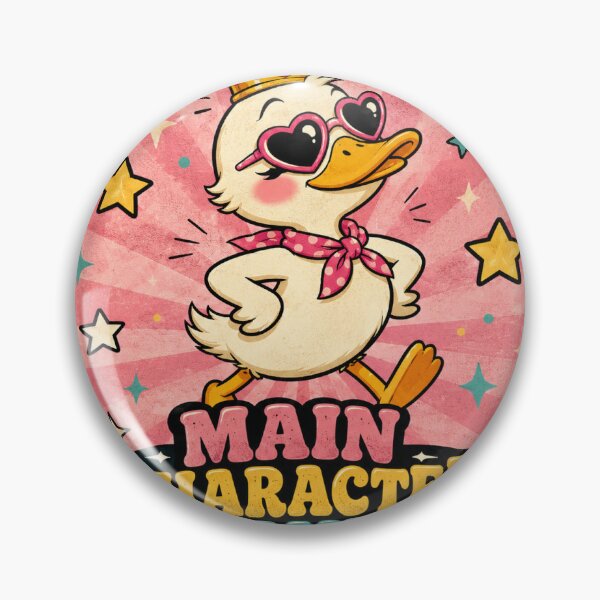 Item preview, Duck Main Character Behavior Funny Vintage Badge Sticker designed and sold by RedRubyBubble.