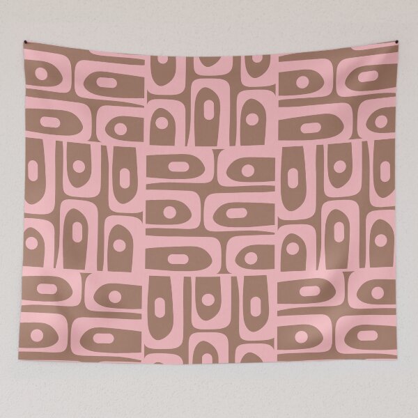 Item preview, Mid Century Modern Abstract Geometric Piquet Multi Pattern in Mocha Brown and Blush Pink designed and sold by kierkegaard.