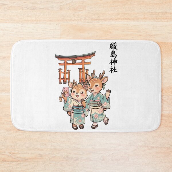 Item preview, Cute Deer at Miyajima Itsukushima Shrine - Traditional Kimono Torii Gate Travel Art designed and sold by TaiwanMemory.